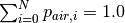 \sum_{i=0}^N{p_{air,i}} = 1.0